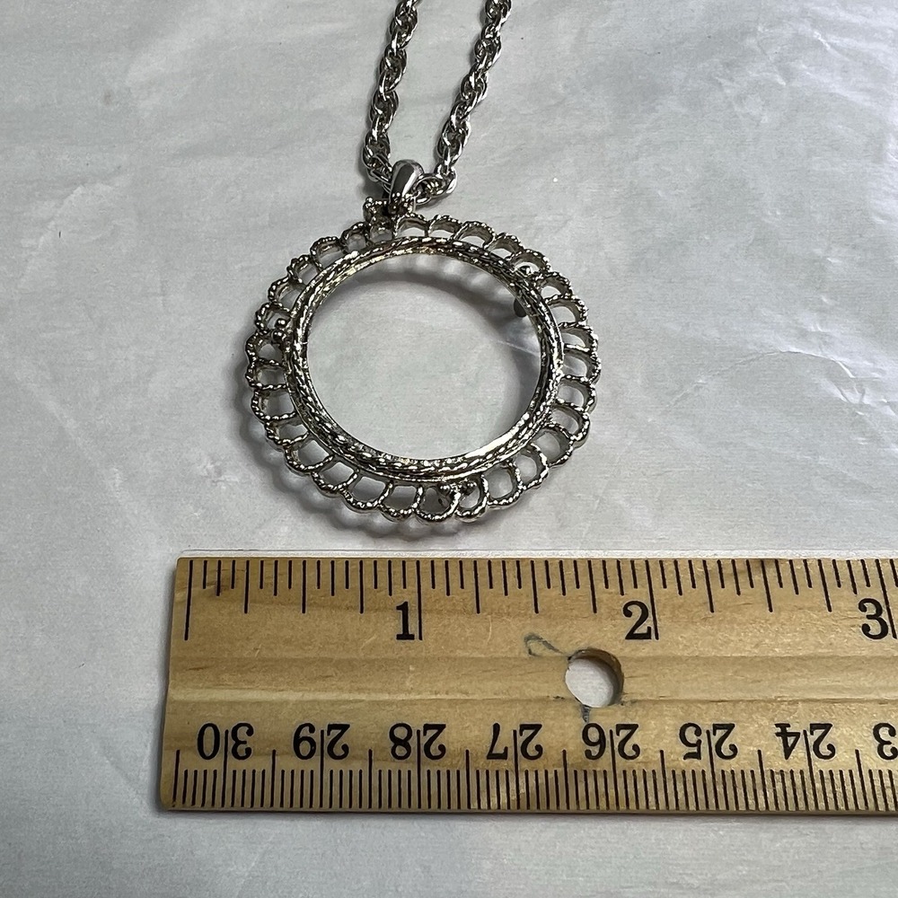 925 Sterling Silver Dime Bezel Coins Prong‎ Back Illusion Edge 24" Chain - Picture 4 of 6